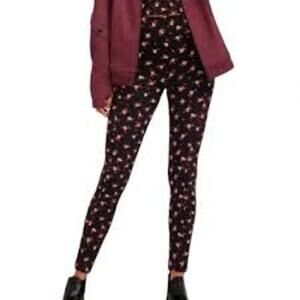 Cabi Flower burst high rise leggings pants black floral style 4142 size  Large